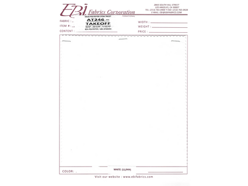 AT246 - Takeoff Swatch Card - White PFP  | EBI Fabrics