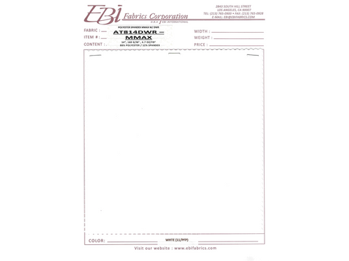 AT814DWR - Mmax Swatch Card - White PFP | EBI Fabrics