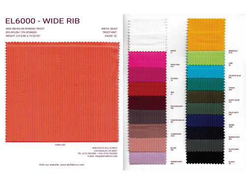 EL6000 - Wide Rib Color Card | EBI Fabrics