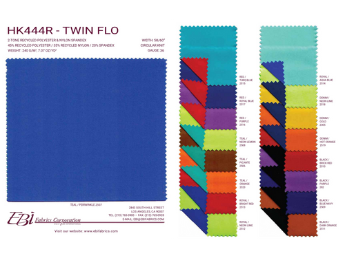 HK444R - Twin Flo Color Card | EBI Fabrics