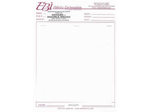 HK458R - Double Brush Swatch Card - White PFP | EBI Fabrics