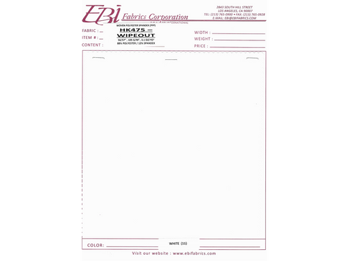 HK475 - Wipeout Swatch Card - White PFP | EBI Fabrics