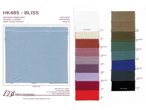 HK485 - Bliss Color Card | EBI Fabrics