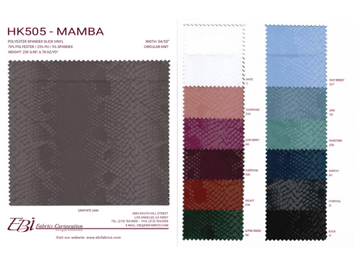 HK505 - Mamba Color Card | EBI Fabrics