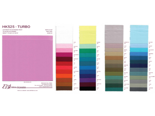 HK525 - Turbo Color Card | EBI Fabrics