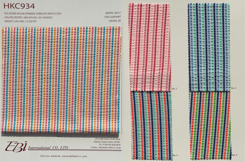 HKC934 - Polyester Nylon Spandex Yarn Dye Seer Sucker | EBI Fabrics