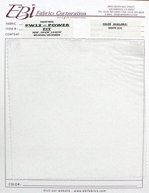 PW12 - Power Mesh Swatch Card | EBI Fabrics