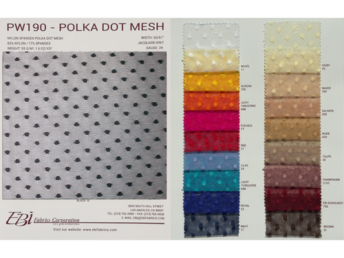 PW190 - Polka Dot Mesh Color Card | EBI Fabrics